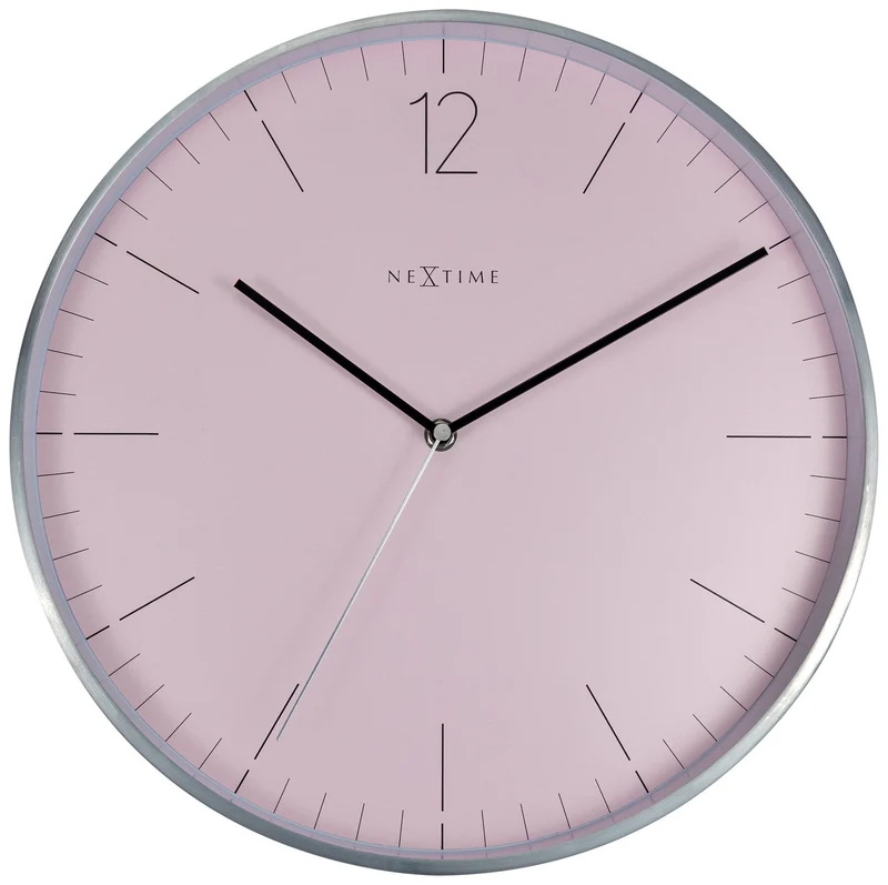Wall clock - 34 cm - Glass / Metal - Elegant 'Essential Silver'