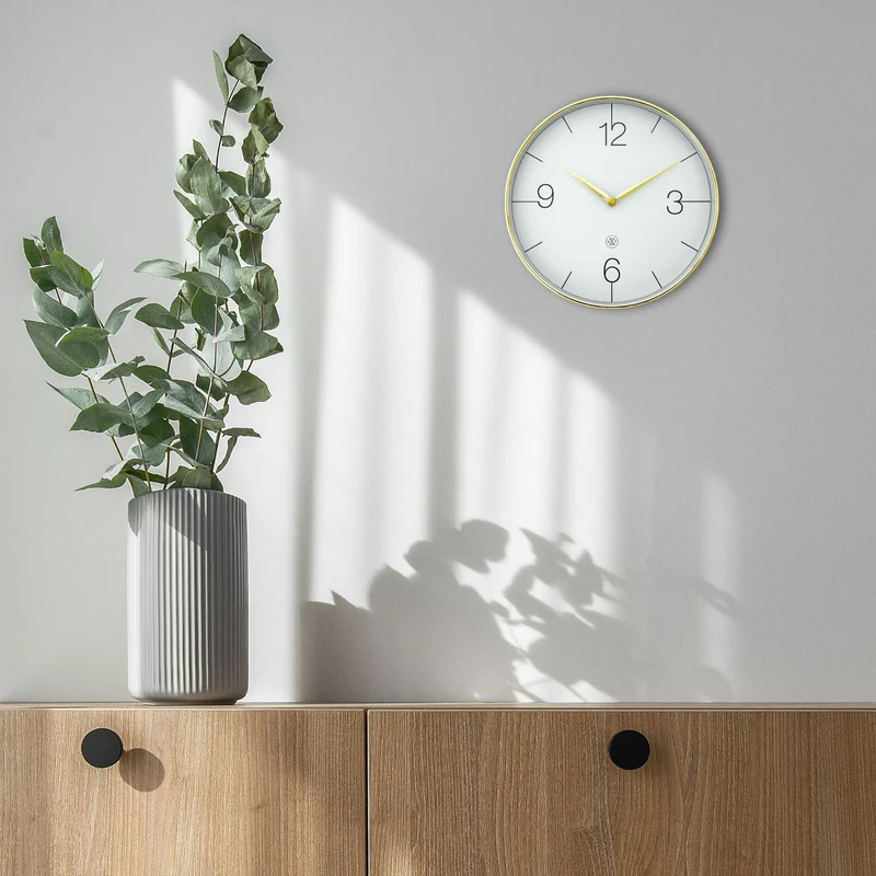 Wall clock 30.5cm-Silent-Gold/Chrome/Grey-Plastic-nXt 'Finesse'