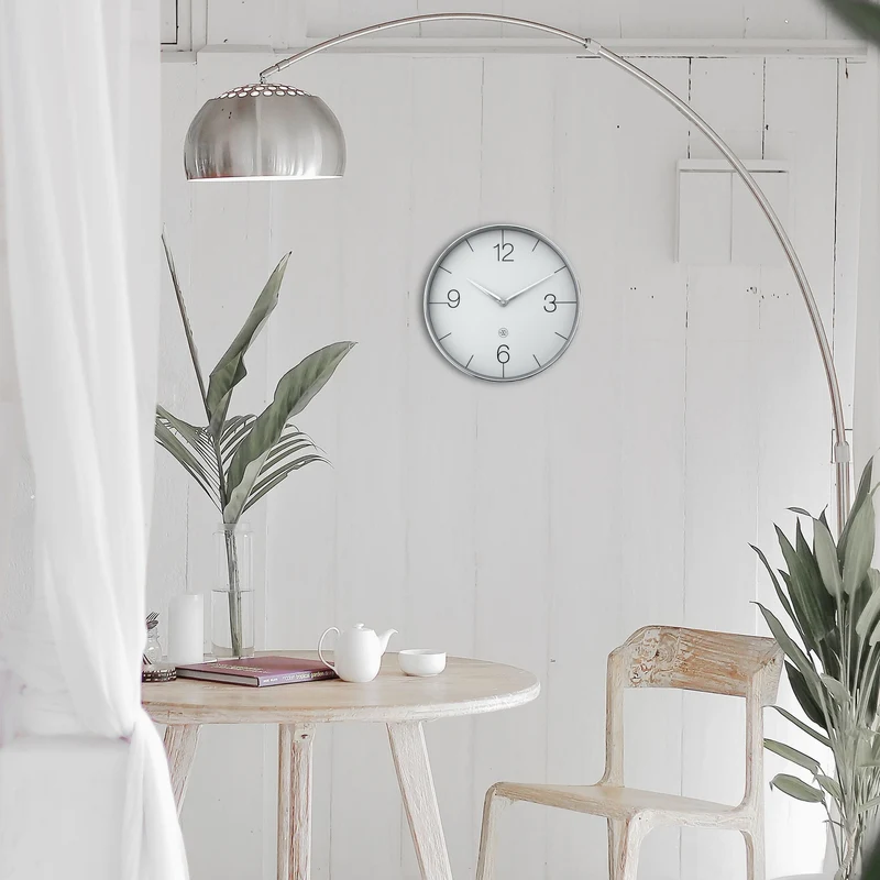 Wall clock 30.5cm-Silent-Gold/Chrome/Grey-Plastic-nXt 'Finesse'