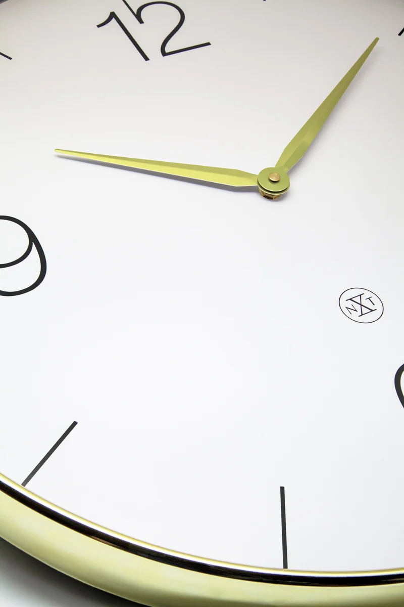 Wall clock 51cm-Silent-Gold/Chrome/Grey-Plastic-nXt 'Finesse Large'