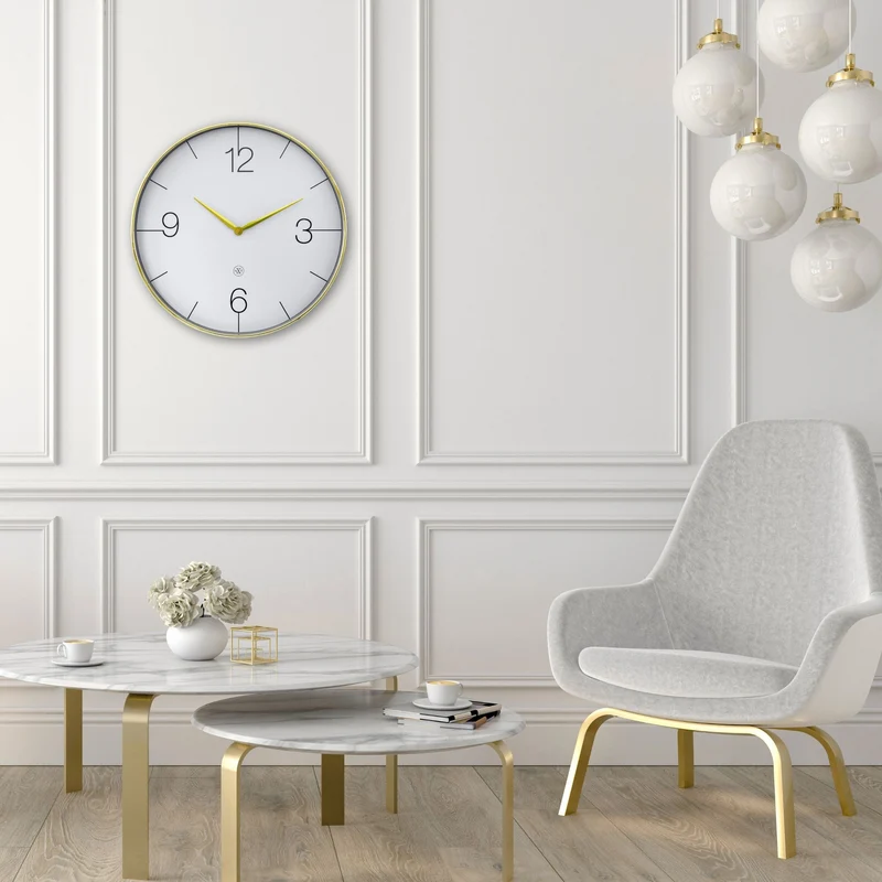 Wall clock 51cm-Silent-Gold/Chrome/Grey-Plastic-nXt 'Finesse Large'