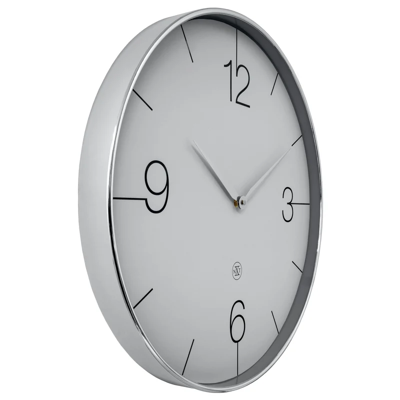 Wall clock 51cm-Silent-Gold/Chrome/Grey-Plastic-nXt 'Finesse Large'