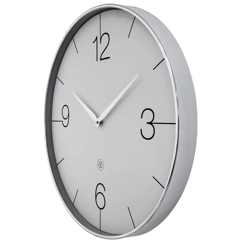 Wall clock 51cm-Silent-Gold/Chrome/Grey-Plastic-nXt 'Finesse Large'