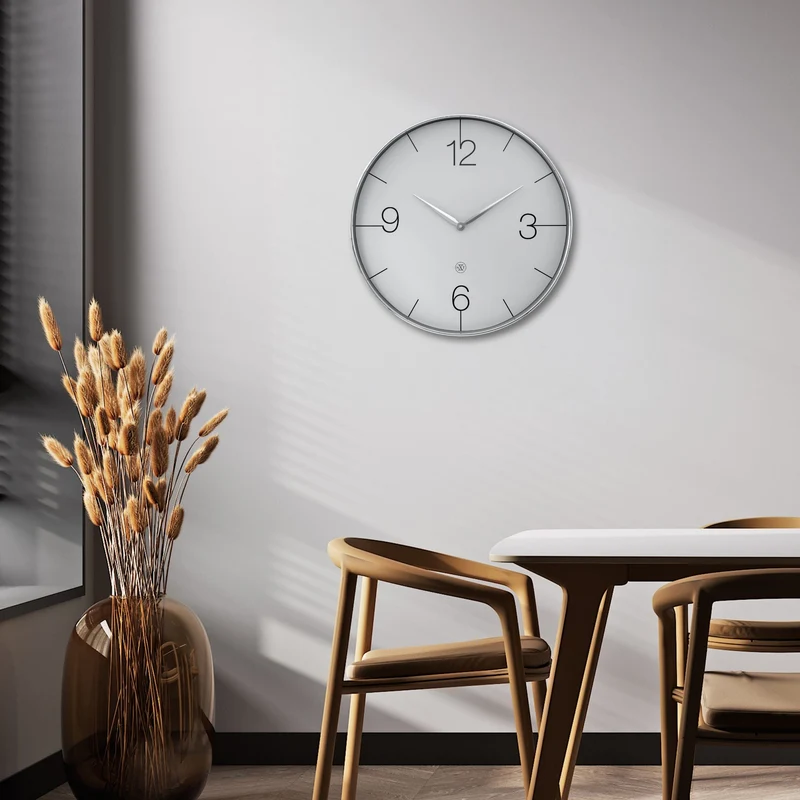 Wall clock 51cm-Silent-Gold/Chrome/Grey-Plastic-nXt 'Finesse Large'