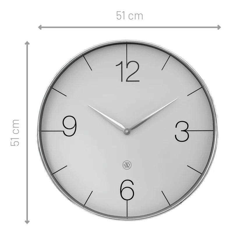 Wall clock 51cm-Silent-Gold/Chrome/Grey-Plastic-nXt 'Finesse Large'