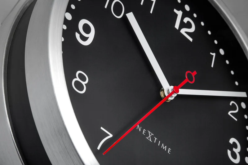 Wall clock 32.3x28x10cm-Silent-White & Black-Aluminium-NeXtime 'Double'