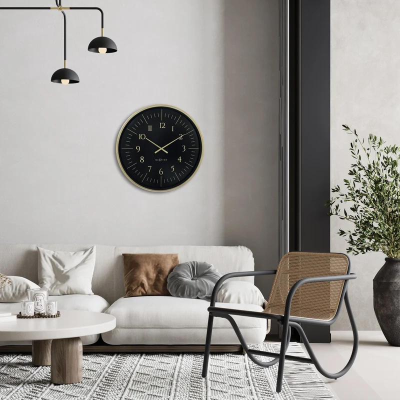 Wall clock 77cm-Black/White-Plastic-NeXtime 'Galaxy Large'