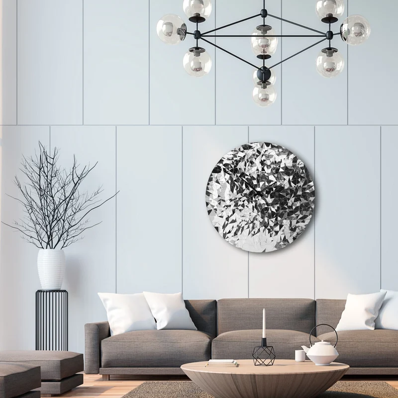 Wall clock 80cm-Silent-Chrome-Stainless Steel-NeXtime 'Fragments'