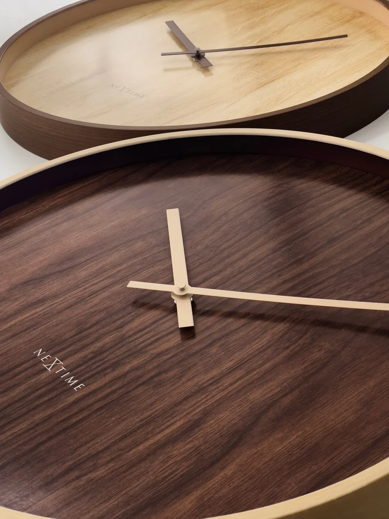 Wall clock 50cm-Silent-Dark Brown/Light Brown-Plastic-NeXtime 'Oslo Large'