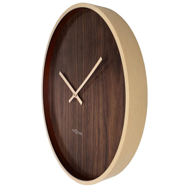 Wall clock 50cm-Silent-Dark Brown/Light Brown-Plastic-NeXtime 'Oslo Large'