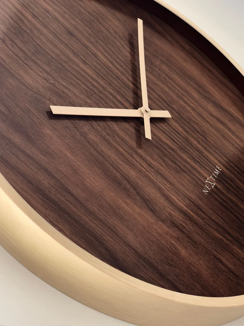 Wall clock 50cm-Silent-Dark Brown/Light Brown-Plastic-NeXtime 'Oslo Large'
