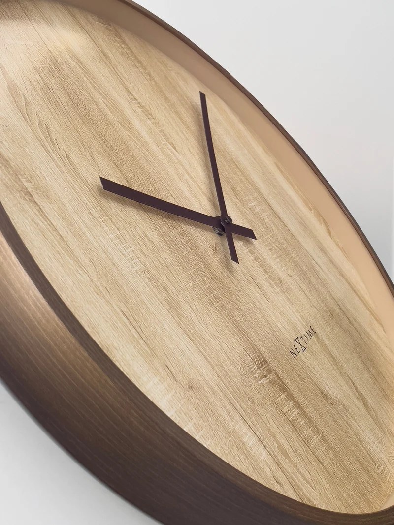 Wall clock 50cm-Silent-Dark Brown/Light Brown-Plastic-NeXtime 'Oslo Large'