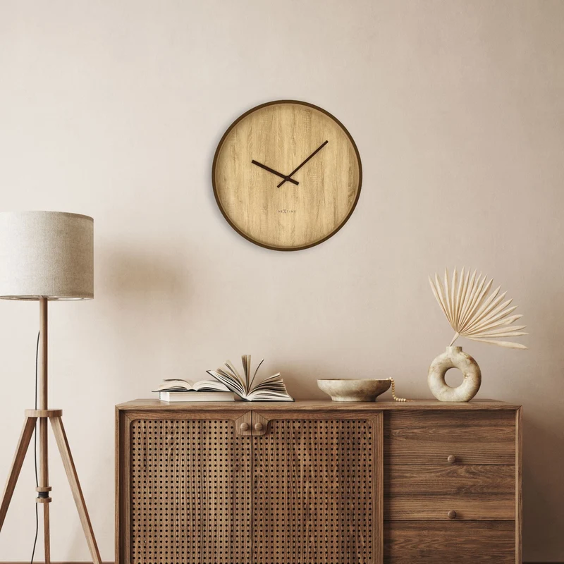 Wall clock 50cm-Silent-Dark Brown/Light Brown-Plastic-NeXtime 'Oslo Large'