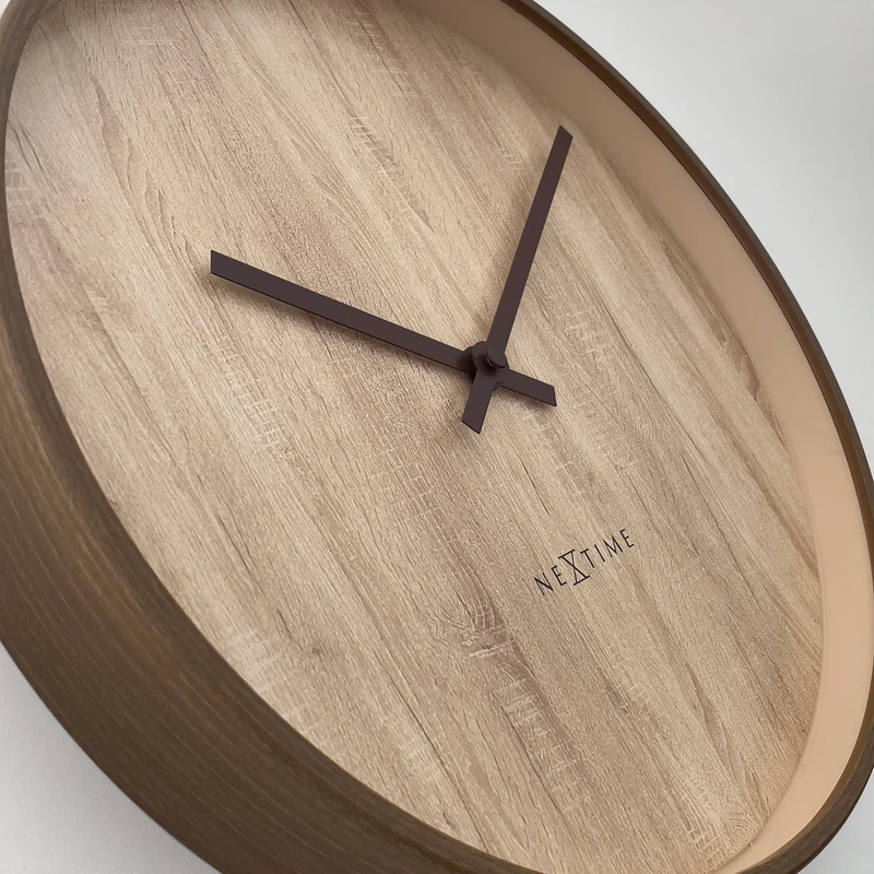 Wall clock 30cm-Silent-Dark Brown/Light Brown-Plastic-NeXtime 'Oslo'