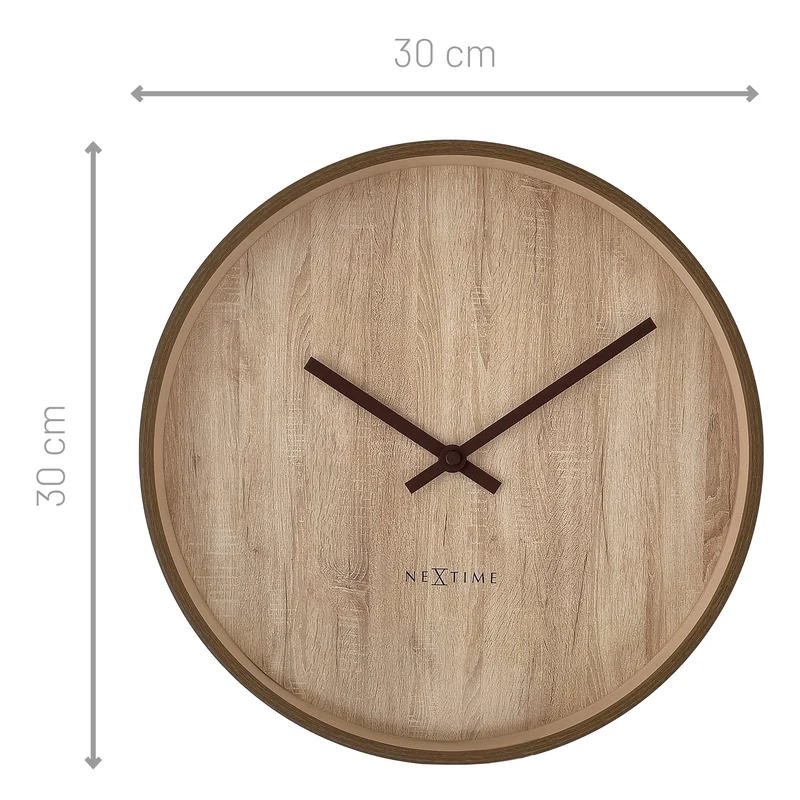 Wall clock 30cm-Silent-Dark Brown/Light Brown-Plastic-NeXtime 'Oslo'