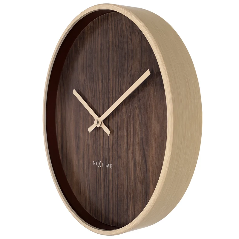 Wall clock 30cm-Silent-Dark Brown/Light Brown-Plastic-NeXtime 'Oslo'