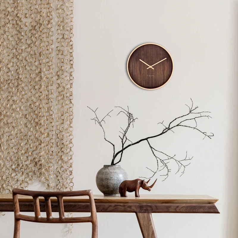 Wall clock 30cm-Silent-Dark Brown/Light Brown-Plastic-NeXtime 'Oslo'