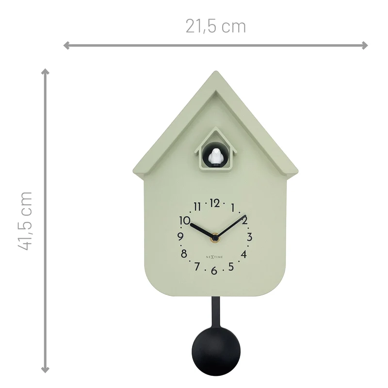 Wall clock 21.5x41.5x8.5cm - Pendulum - Cuckoo -NeXtime 'Twitter'