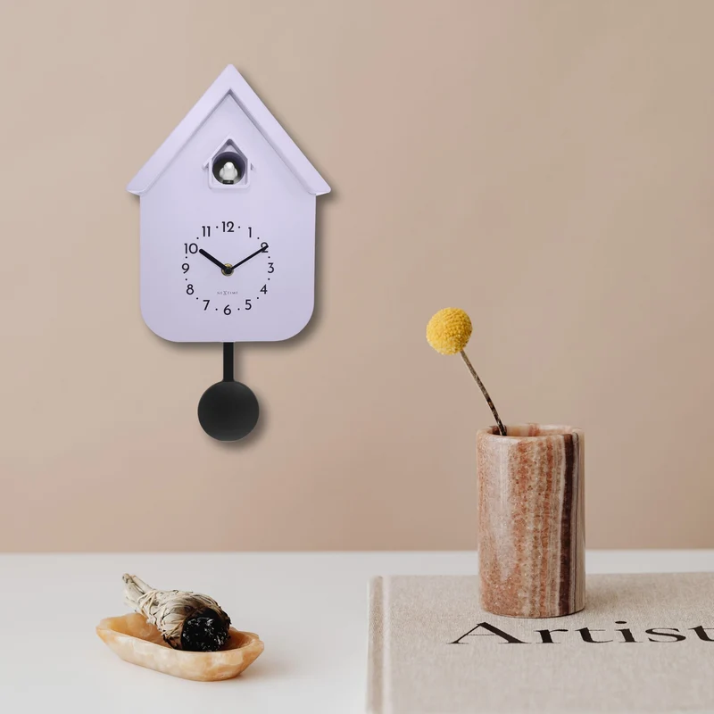 Wall clock 21.5x41.5x8.5cm - Pendulum - Cuckoo -NeXtime 'Twitter'