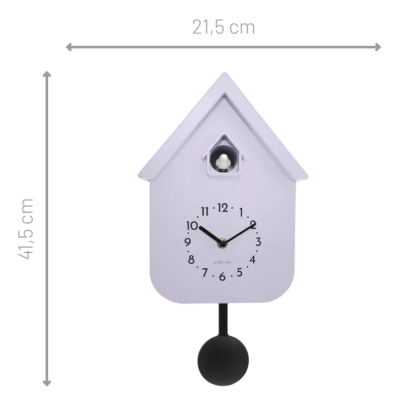 Wall clock 21.5x41.5x8.5cm - Pendulum - Cuckoo -NeXtime 'Twitter'