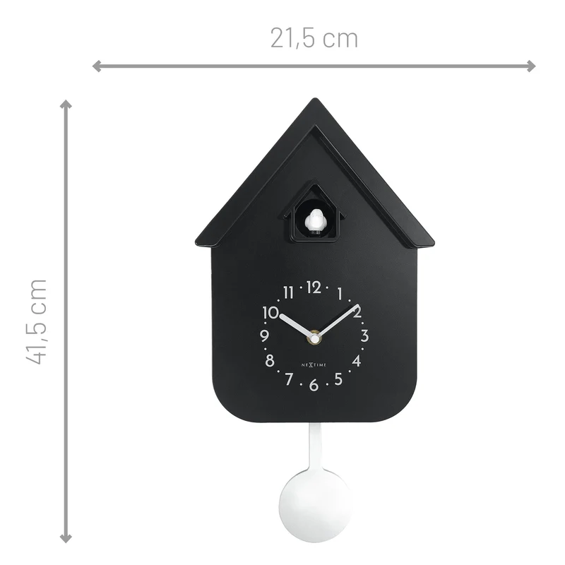 Wall clock 21.5x41.5x8.5cm - Pendulum - Cuckoo -NeXtime 'Twitter'