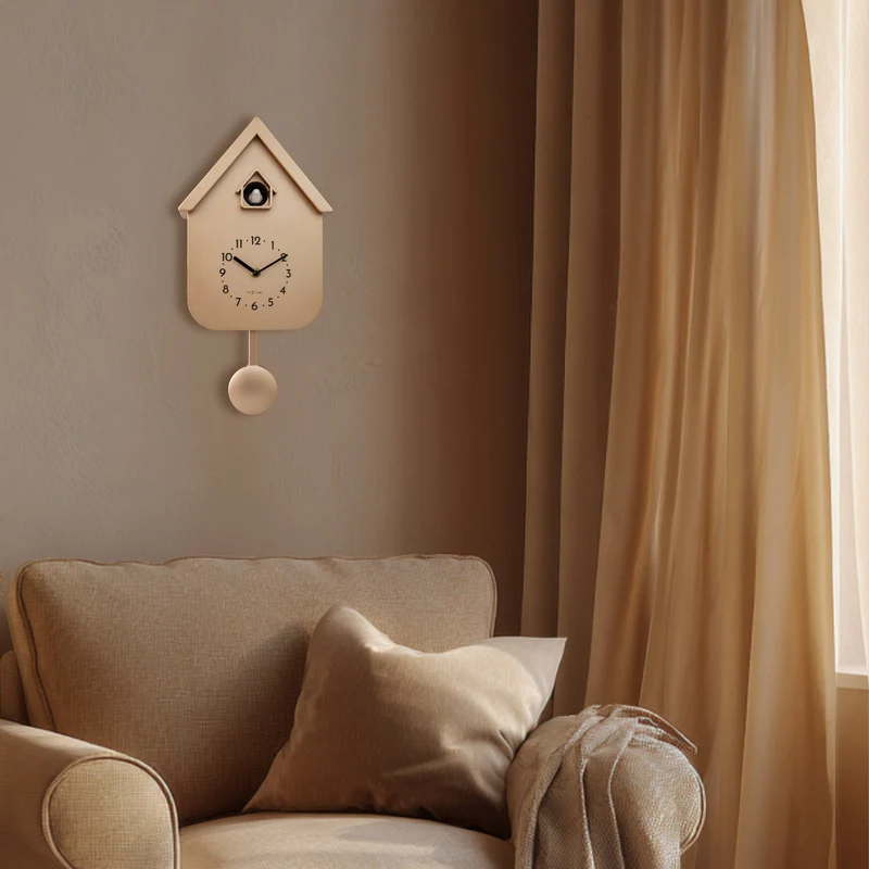Wall clock 21.5x41.5x8.5cm - Pendulum - Cuckoo -NeXtime 'Twitter'