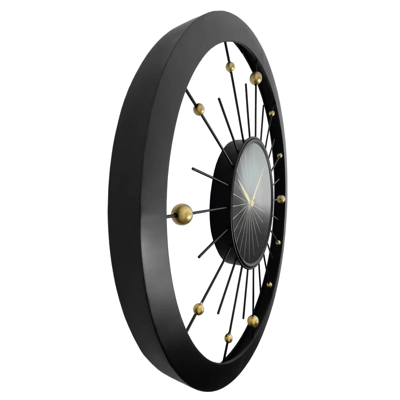 Wall clock 90cm-Silent-Black-Metal-NeXtime 'Orbit Large'