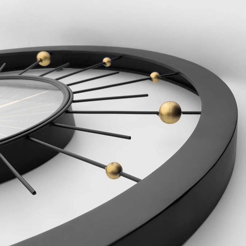 Wall clock 90cm-Silent-Black-Metal-NeXtime 'Orbit Large'