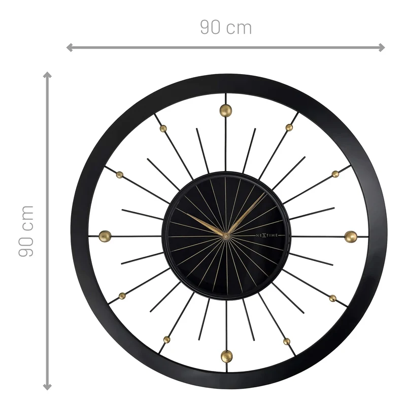 Wall clock 90cm-Silent-Black-Metal-NeXtime 'Orbit Large'
