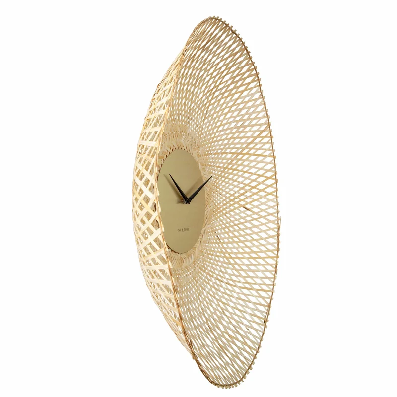 Wall clock 60cm-Silent-Brown/Black-Bamboo-NeXtime 'Vortex'