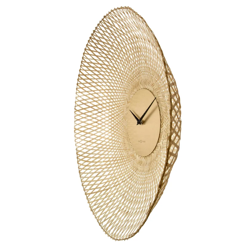 Wall clock 60cm-Silent-Brown/Black-Bamboo-NeXtime 'Vortex'