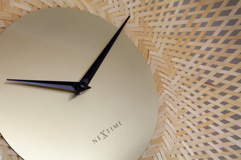 Wall clock 60cm-Silent-Brown/Black-Bamboo-NeXtime 'Vortex'