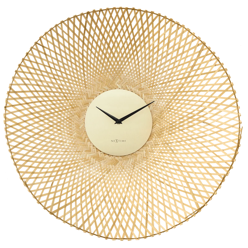 Wall clock 60cm-Silent-Brown/Black-Bamboo-NeXtime 'Vortex'