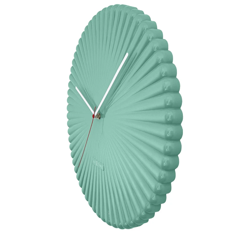 Wall clock 40cm-Silent-White/Green-Polyresin-NeXtime 'Mousse'