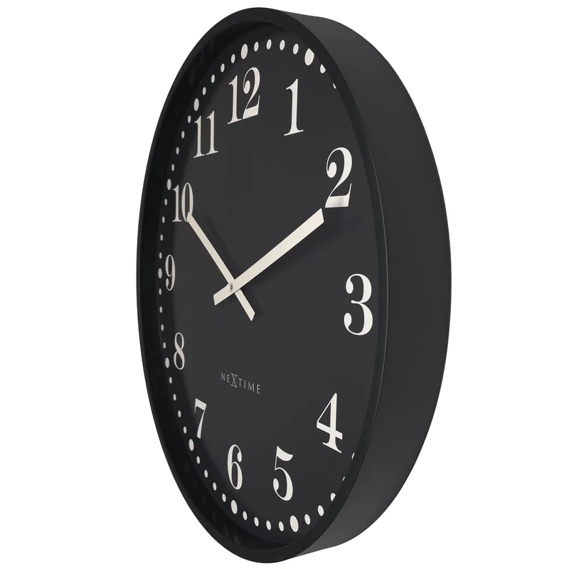 Wall clock 50cm-Silent-Black/White-Plastic-NeXtime 'Dickens Large'