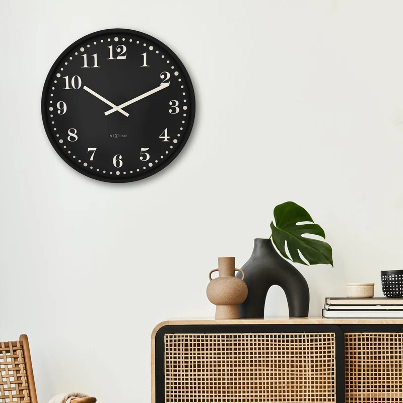 Wall clock 50cm-Silent-Black/White-Plastic-NeXtime 'Dickens Large'