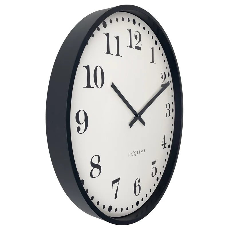 Wall clock 50cm-Silent-Black/White-Plastic-NeXtime 'Dickens Large'