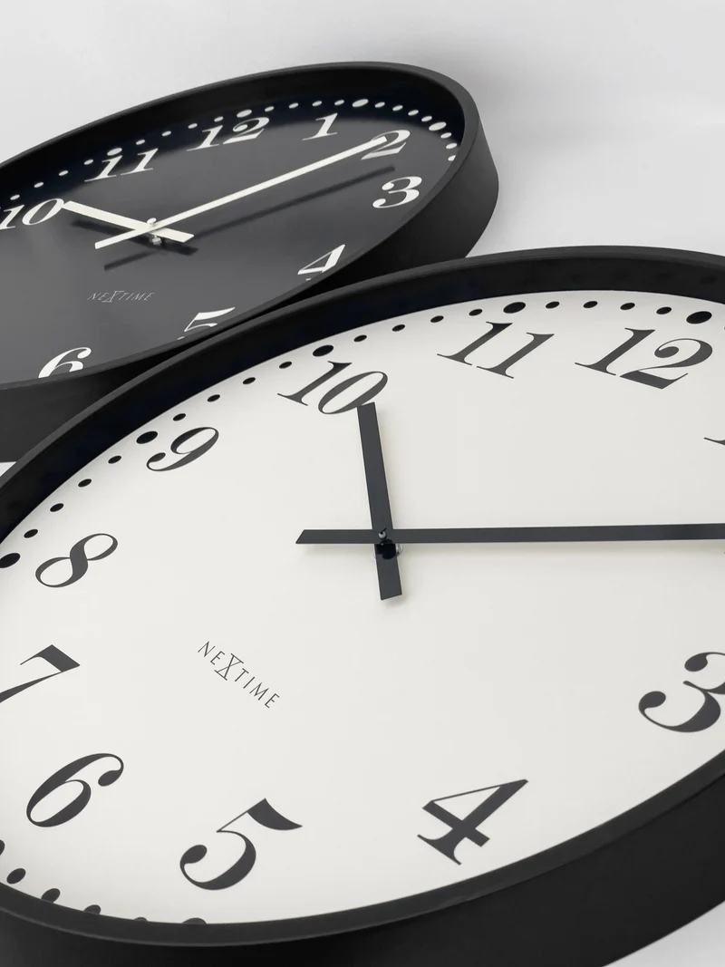 Wall clock 50cm-Silent-Black/White-Plastic-NeXtime 'Dickens Large'