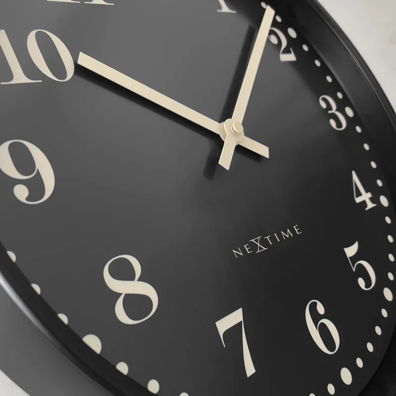 Wall clock 30cm-Silent-Black/White-Plastic-NeXtime 'Dickens'