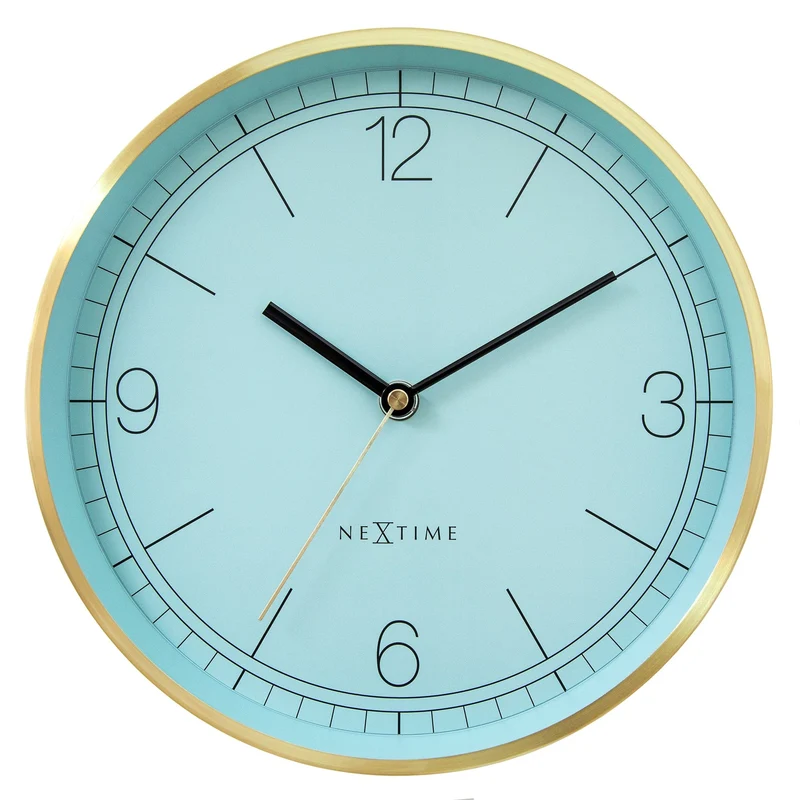 Wall clock 25cm-Silent-Green/Turquoise/White/Black-Metal-NeXtime 'Bolero'