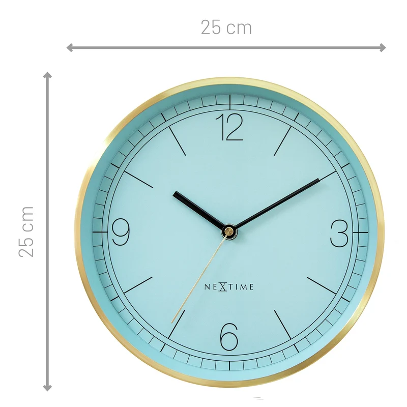 Wall clock 25cm-Silent-Green/Turquoise/White/Black-Metal-NeXtime 'Bolero'