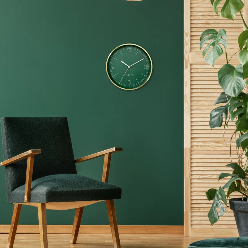 Wall clock 25cm-Silent-Green/Turquoise/White/Black-Metal-NeXtime 'Bolero'