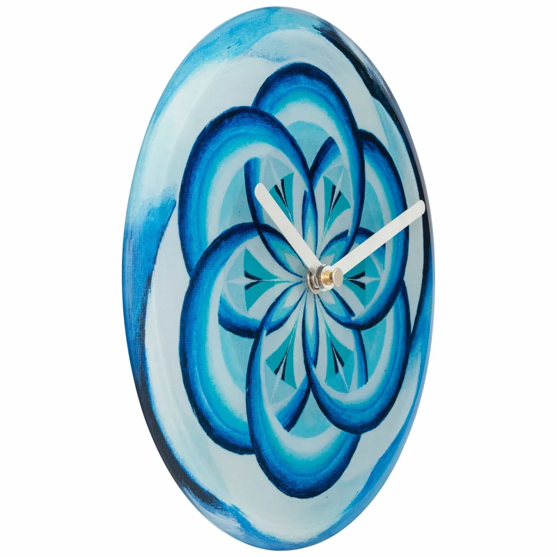Table/Wall clock 20cm - Silent - Blue - Tempered Glass - "Cosmo Table"