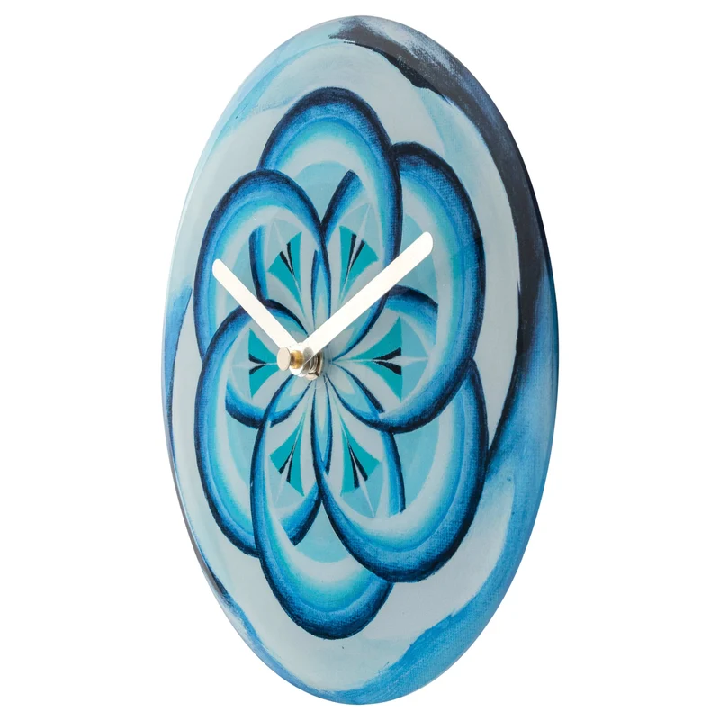 Table/Wall clock 20cm - Silent - Blue - Tempered Glass - "Cosmo Table"