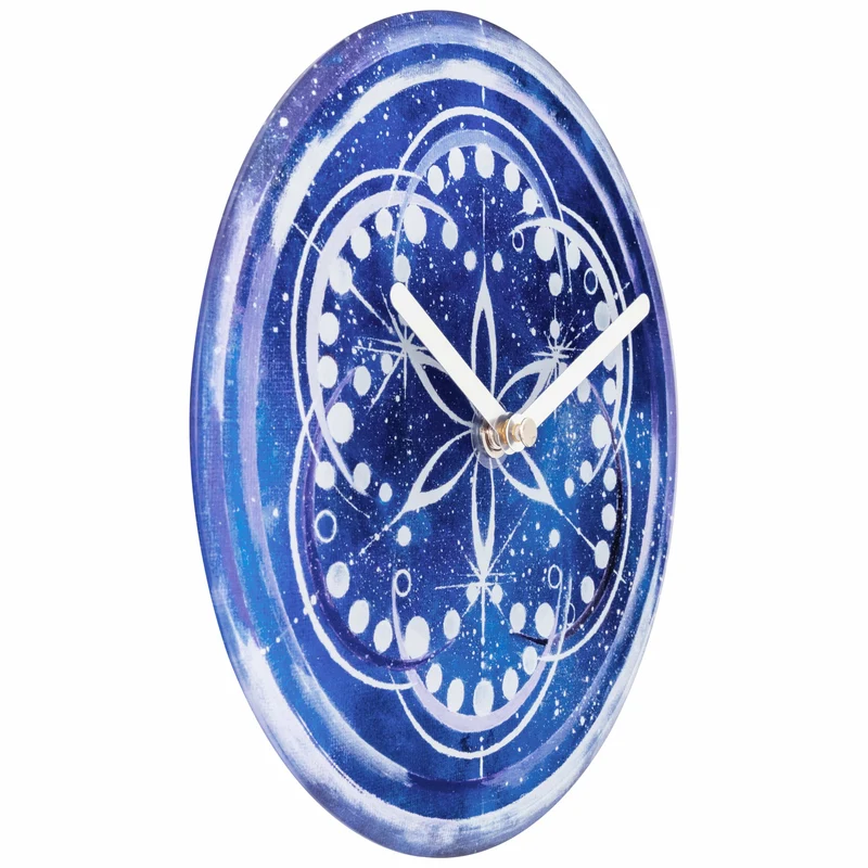 Table/Wall clock 20cm - Silent - Indigo - Tempered Glass - "Cosmo Table"