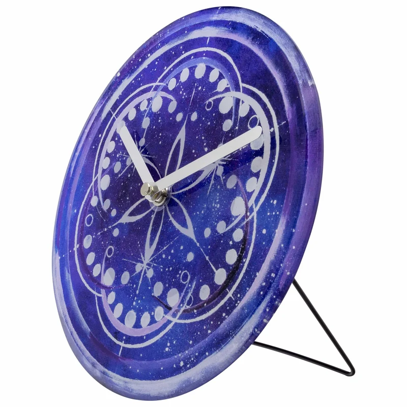 Table/Wall clock 20cm - Silent - Indigo - Tempered Glass - "Cosmo Table"