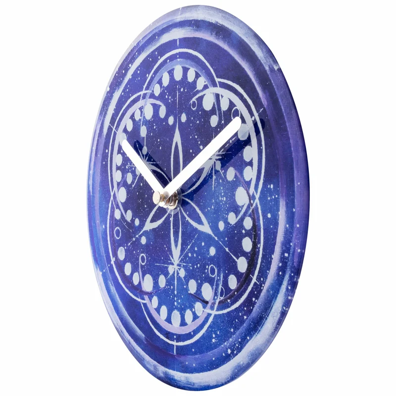 Table/Wall clock 20cm - Silent - Indigo - Tempered Glass - "Cosmo Table"