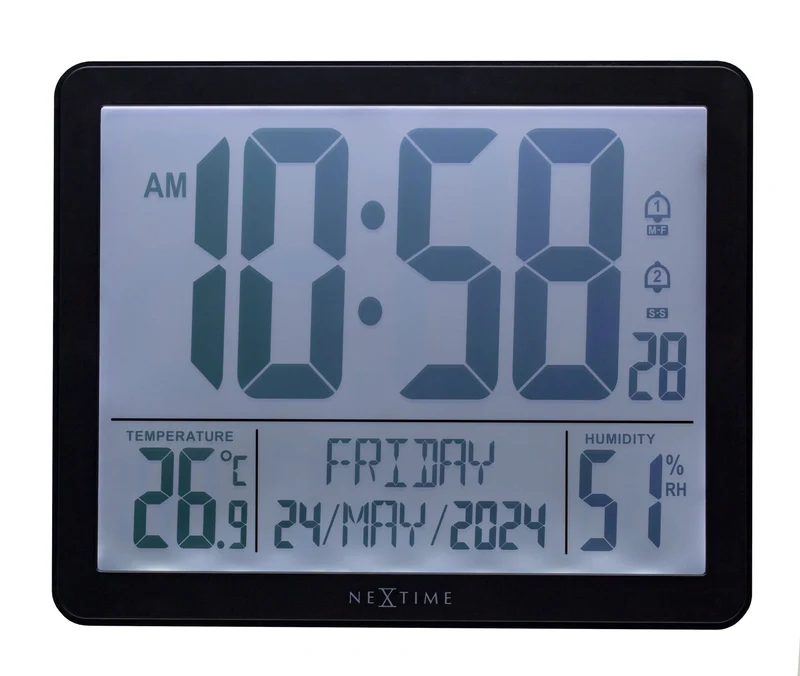 Digital Table/Wall Clock 17.3x14x2.7cm-RCC-Weather Station-ABS-NeXtime-"Oneforall"