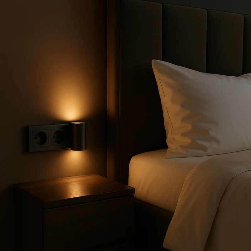 Dimbaar Stopcontact Nachtlampje LED 10x10x8cm Zwart Wit Slaapkamer Gang Badkamer Kinderkamer Wandlamp | Sansoti