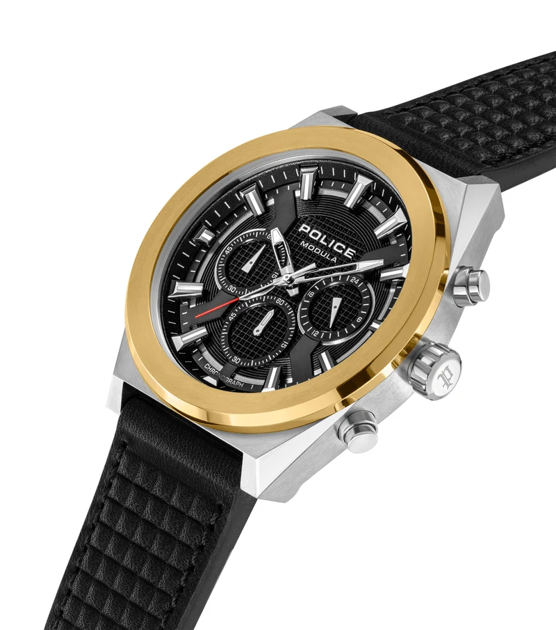 Police Modula 1.0 PEWGC00923X0 Herrenuhr Schwarz • Carbon-Lünette mit Wechselsystem • Multifunktionswerk